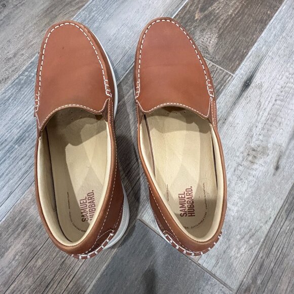 SAMUEL HUBBARD MEN\'S BROWN LEATHER SLIP-ON LOAFERS M1520 3322 SIZE 12 main image 8